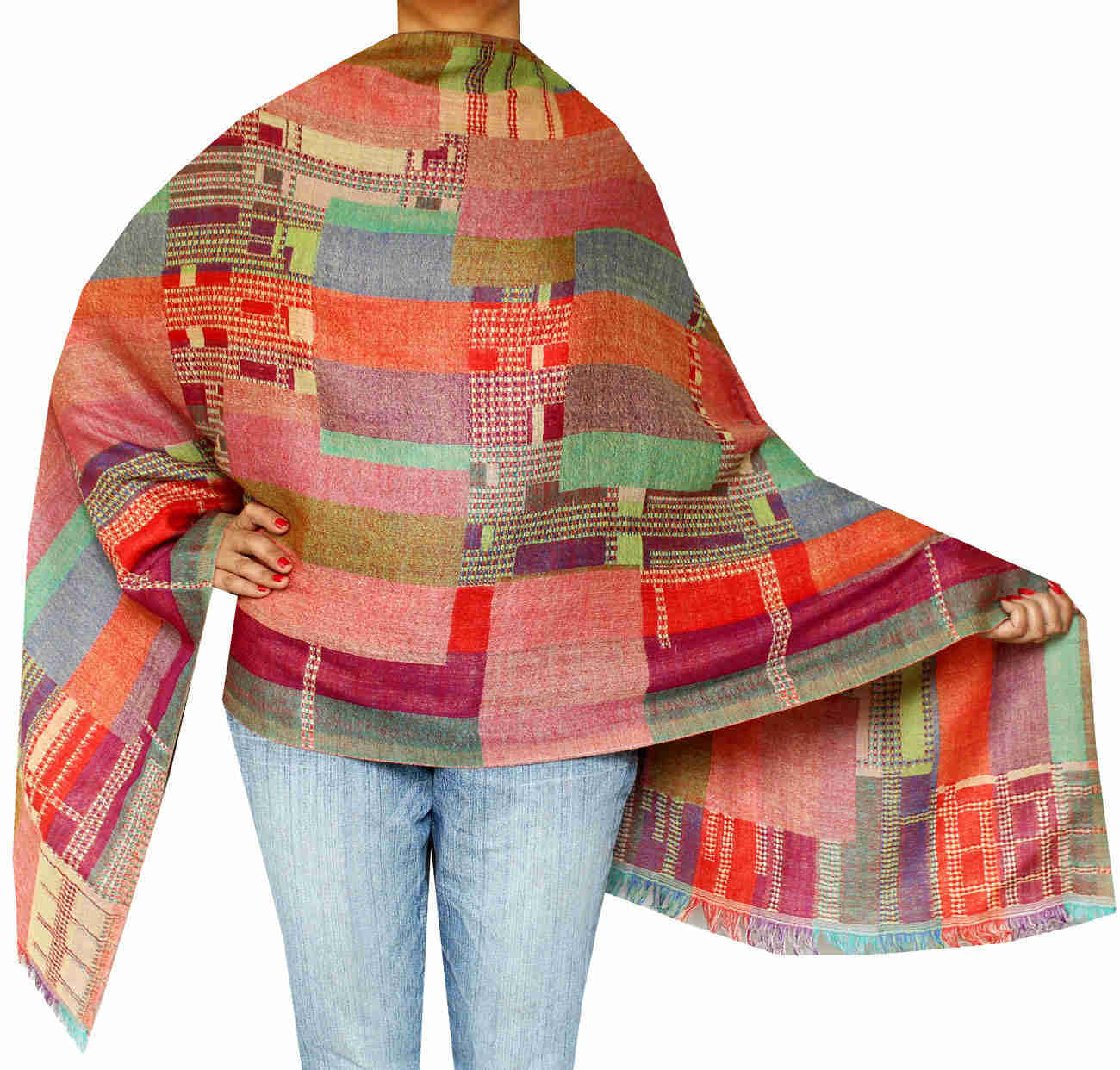 Indian Shawl Wrap Wool Women's Clothing Scarf (76 x 26 inches) - Handmade in Kashmir