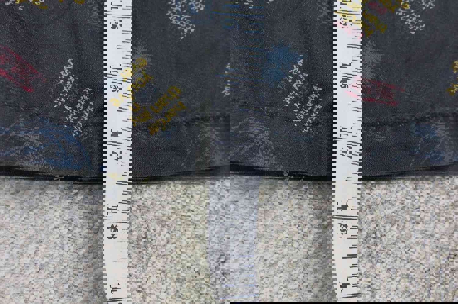 Zara Man Black Bermuda Shorts Size 32 with All Over Print and Slash Pockets