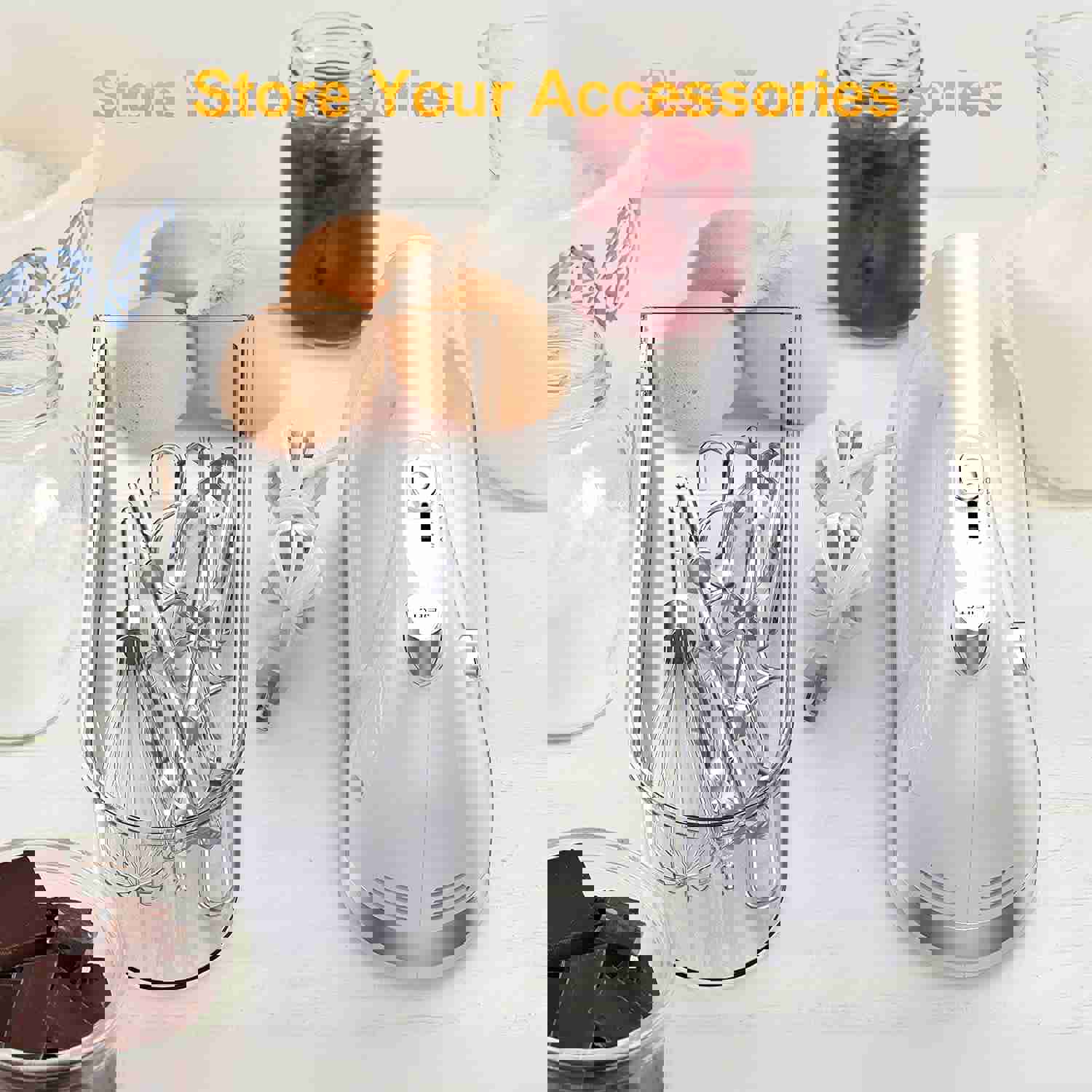 LILPARTNER 400W Hand Mixer Electric with 5 Stainless Steel Accessories & Storage Box