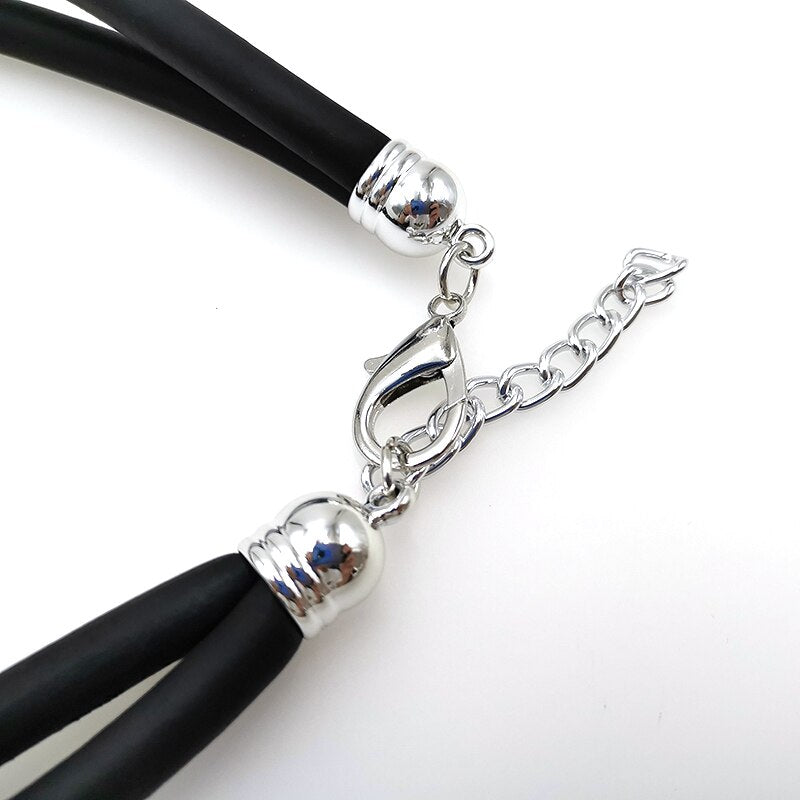 YD&YDBZ Punk Pendant Necklace for Women - Rubber Choker with Geometric Design