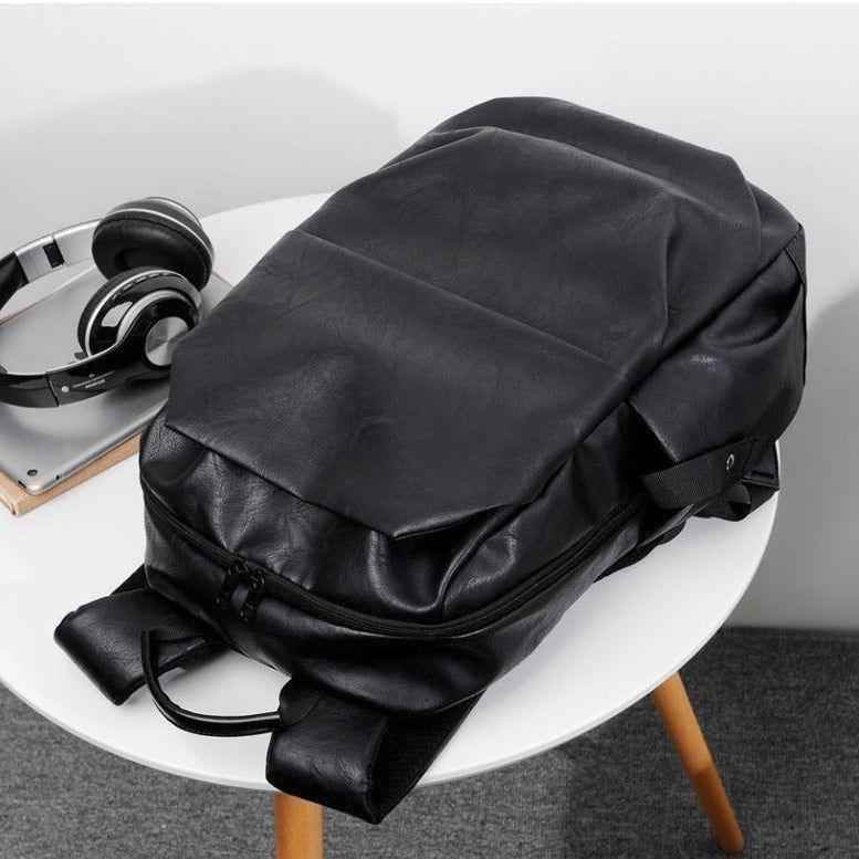 Leather Cool Backpack CBROS24 For Men - Large Capacity Laptop Travel Bag with USB Charging