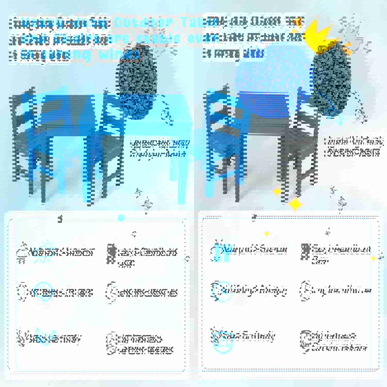 Costzon Kids Table, 25.5 x 25.5 Square Activity Play Table, Indoor & Outdoor, Toddler Table