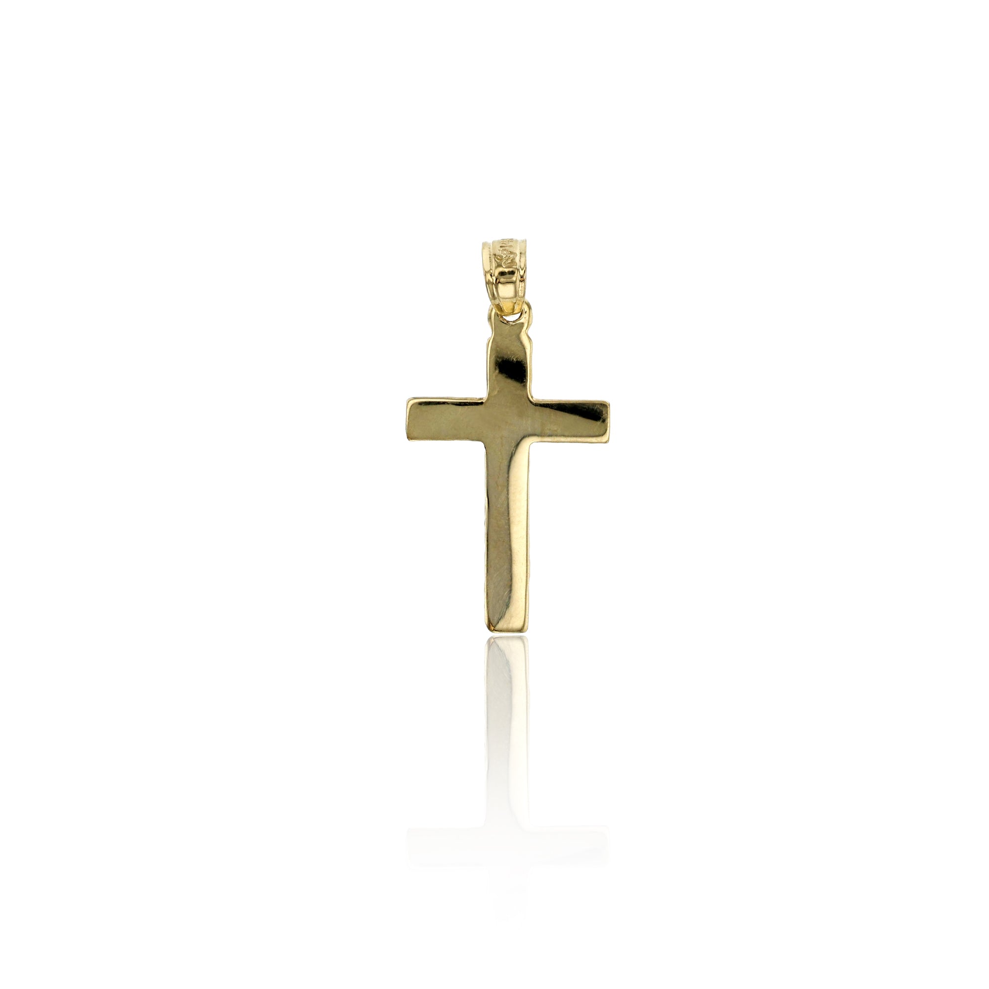 14K Yellow Gold High Polished 25x13mm Cross Pendant