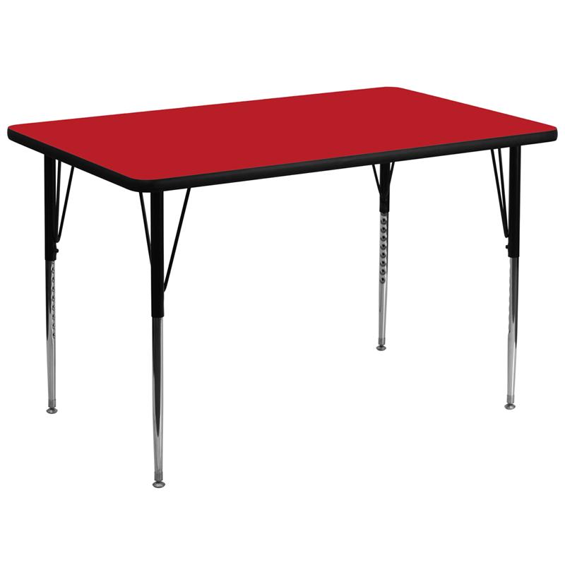 Flash Furniture 36W x 72L Rectangular Red HP Laminate Activity Table with Adjustable Legs