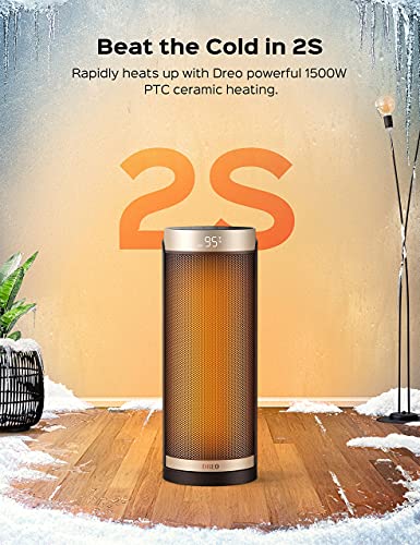 Dreo Space Heater for Indoor Use, 1500W Fast Heating Ceramic Electric Heater with Thermostat, Remote, Overheating & Tip-Over Protection, 1-12H Timer, 70° Oscillating Portable Heater for Office Bedroom