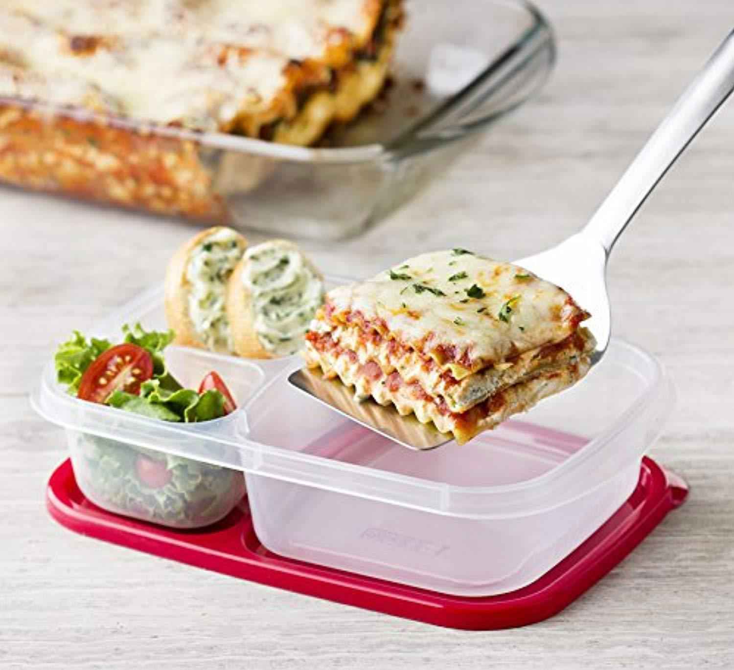 Sun & Sprouts 3 Compartment Containers - Reusable Bento Lunch Box & Divided Food Storage (4 Pack)