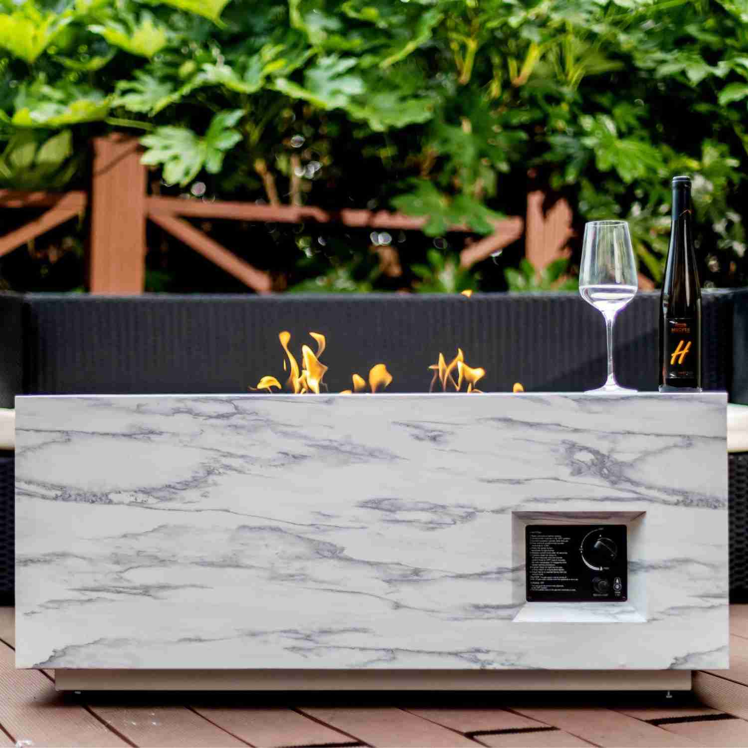Outdoor 42 Rectangle Propane Fire Pit Table