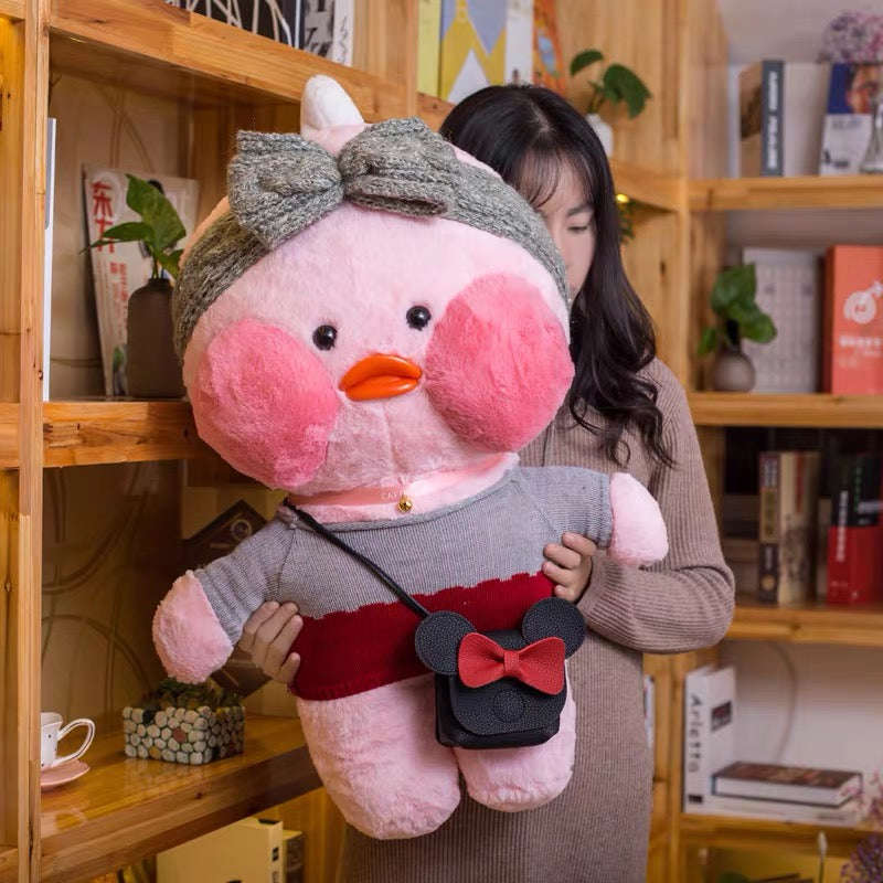80cm Kawaii LaLafanfan Cafe Duck Plush Toy - Soft & Cuddly Birthday Gift for Kids
