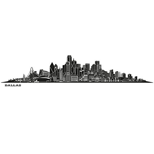 WANDKINGS Skyline Wall Sticker Wall Decal - 48.8 x 9.1 inch in Black - Dallas