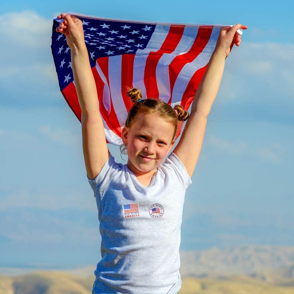 USA American Flag Patriotic Stickers - 2 Rolls with 200 God Bless America Stickers