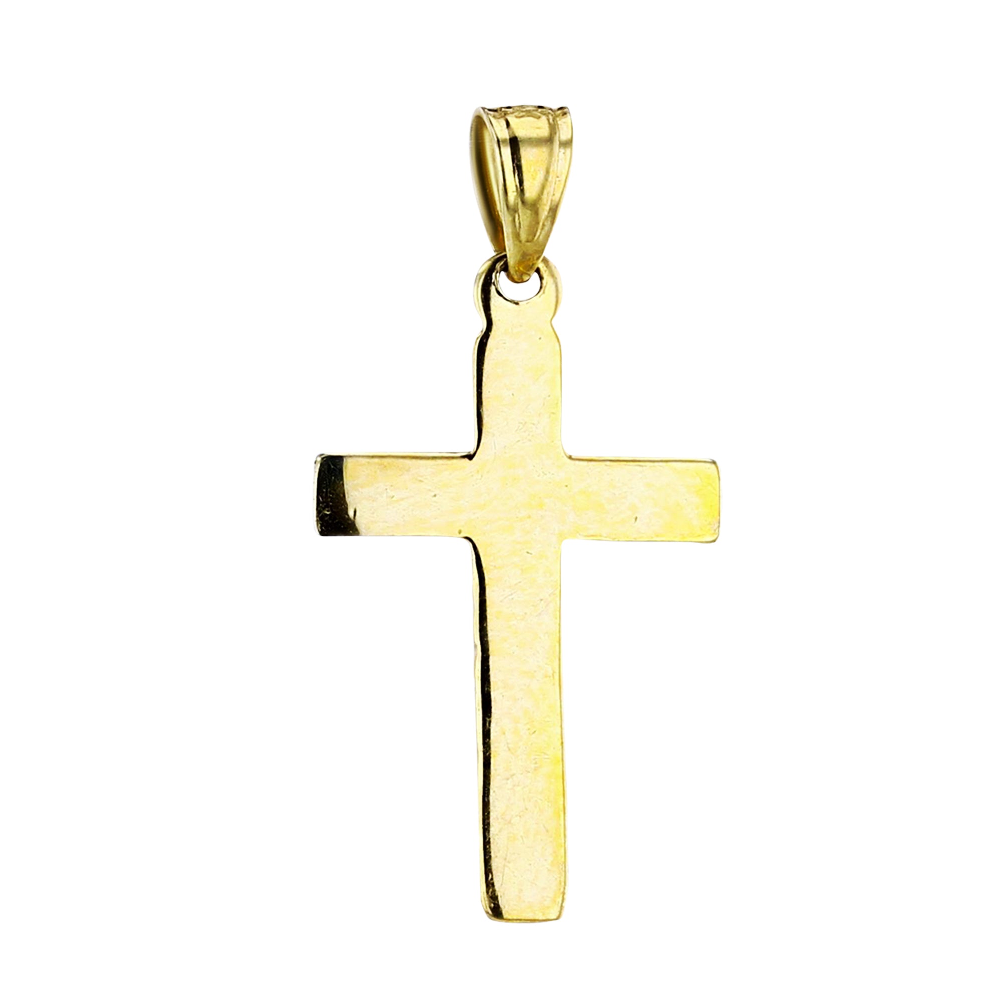 14K Yellow Gold High Polished 25x13mm Cross Pendant