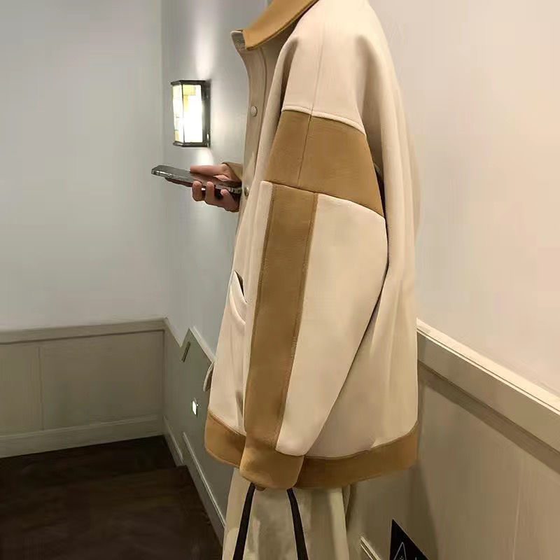 Aidase Winter Japanese Fashion Patchwork Woolen Jacket for Men