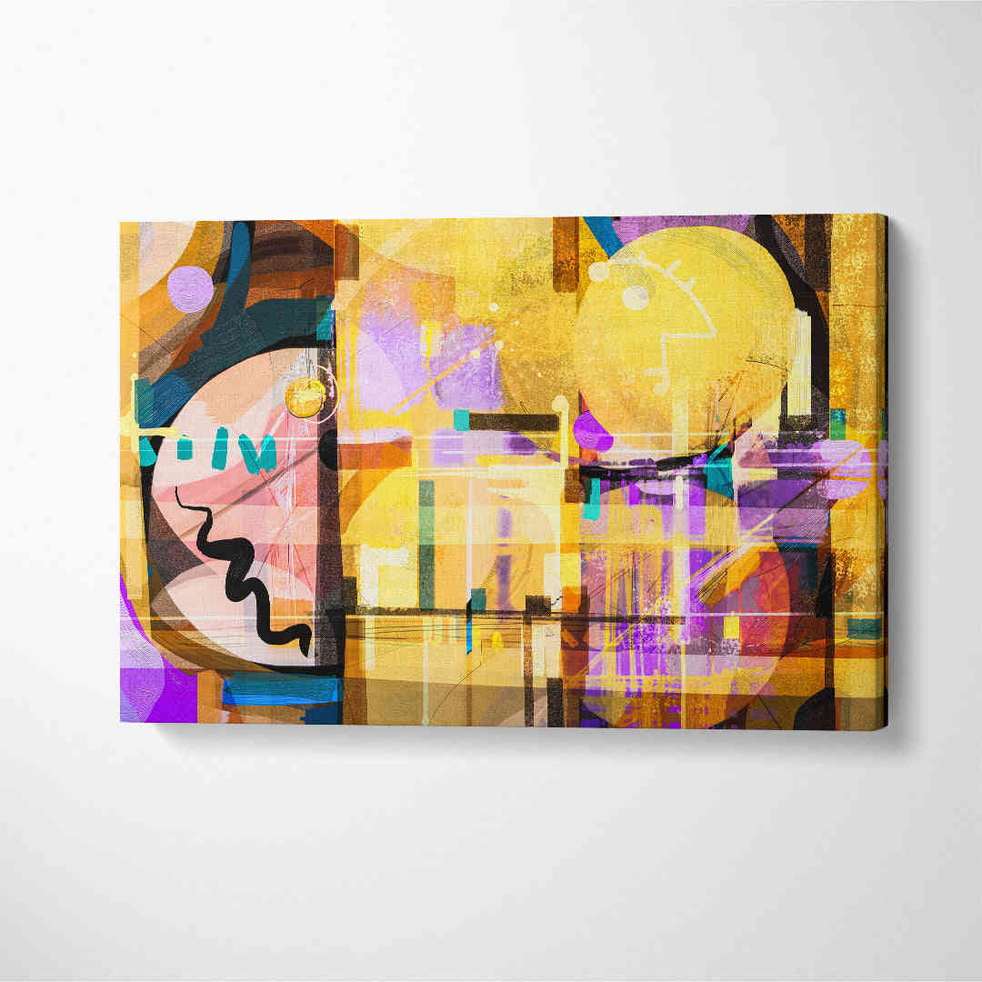 Abstract Multicolor Mix Brush Stroke and Splash Geometric Art Canvas Print