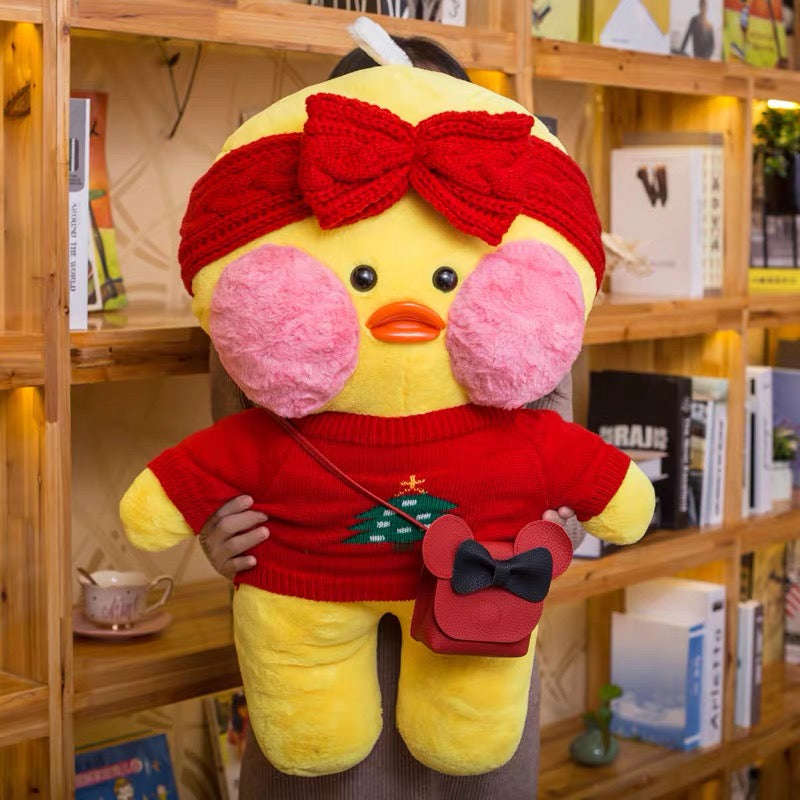 80cm Kawaii LaLafanfan Cafe Duck Plush Toy - Soft & Cuddly Birthday Gift for Kids