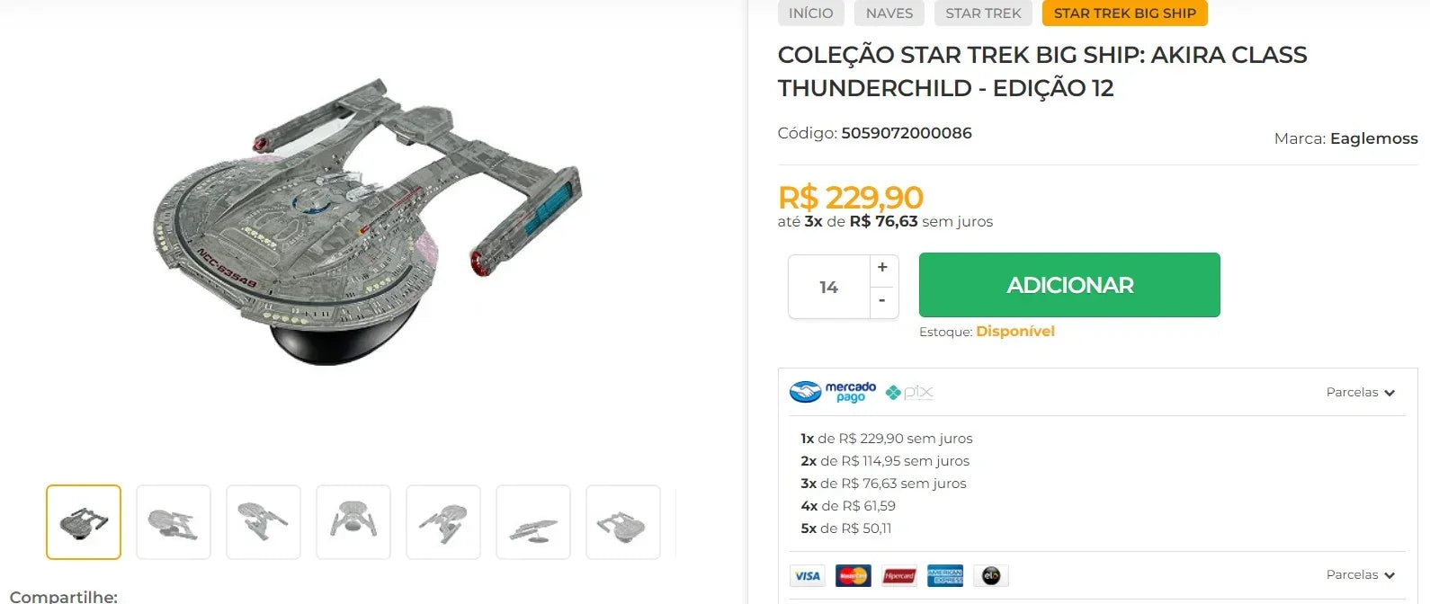Star Trek Collection - 15 Big Ship Items (DDP) from Brazil