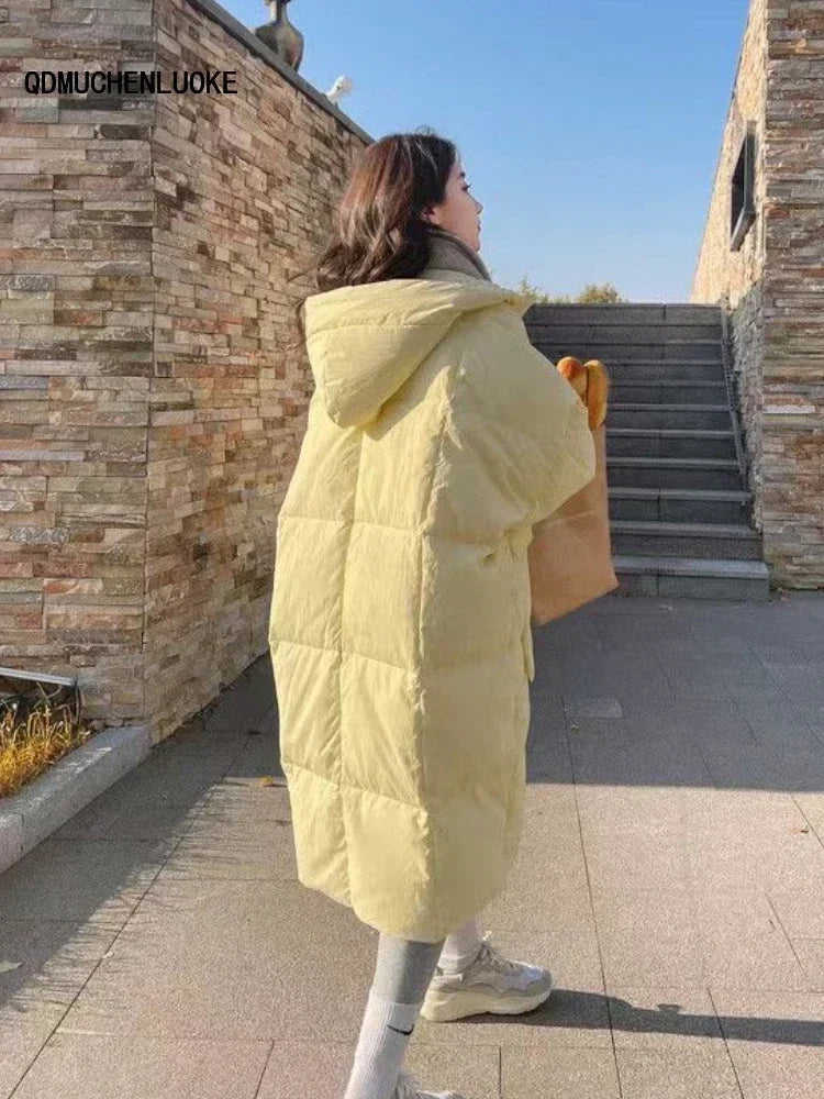 Nukty Winter Jacket for Women - Korean Style Fashion Loose Long Sleeved Hooded Parka