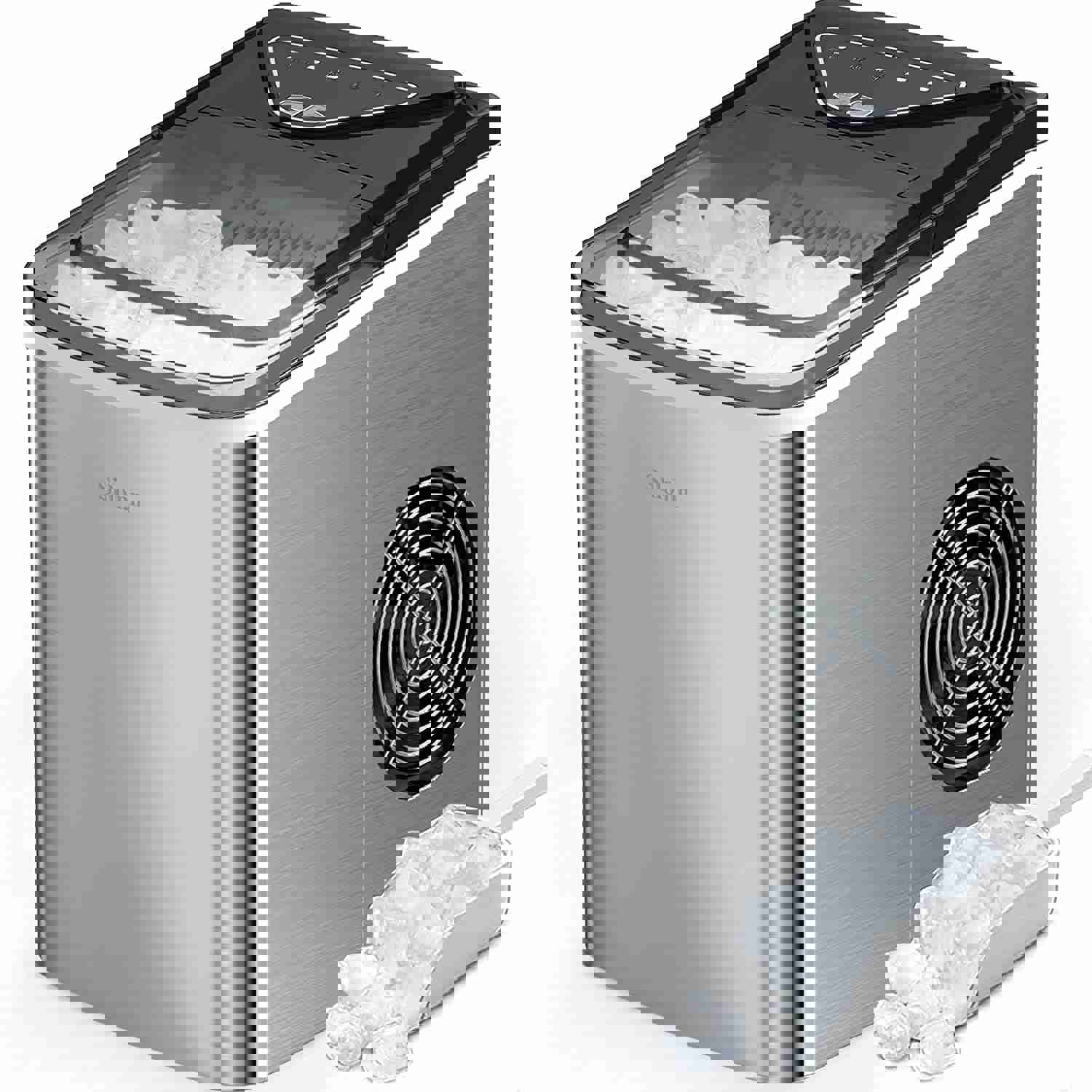 Ice Makers Countertop, 9 Cubes Ready in 6 Mins, 26Lbs in 24Hrs, Self-Cleaning Ice Machine with Ice Scoop and Basket, 2 Sizes of Bullet Ice, Stainless Steel