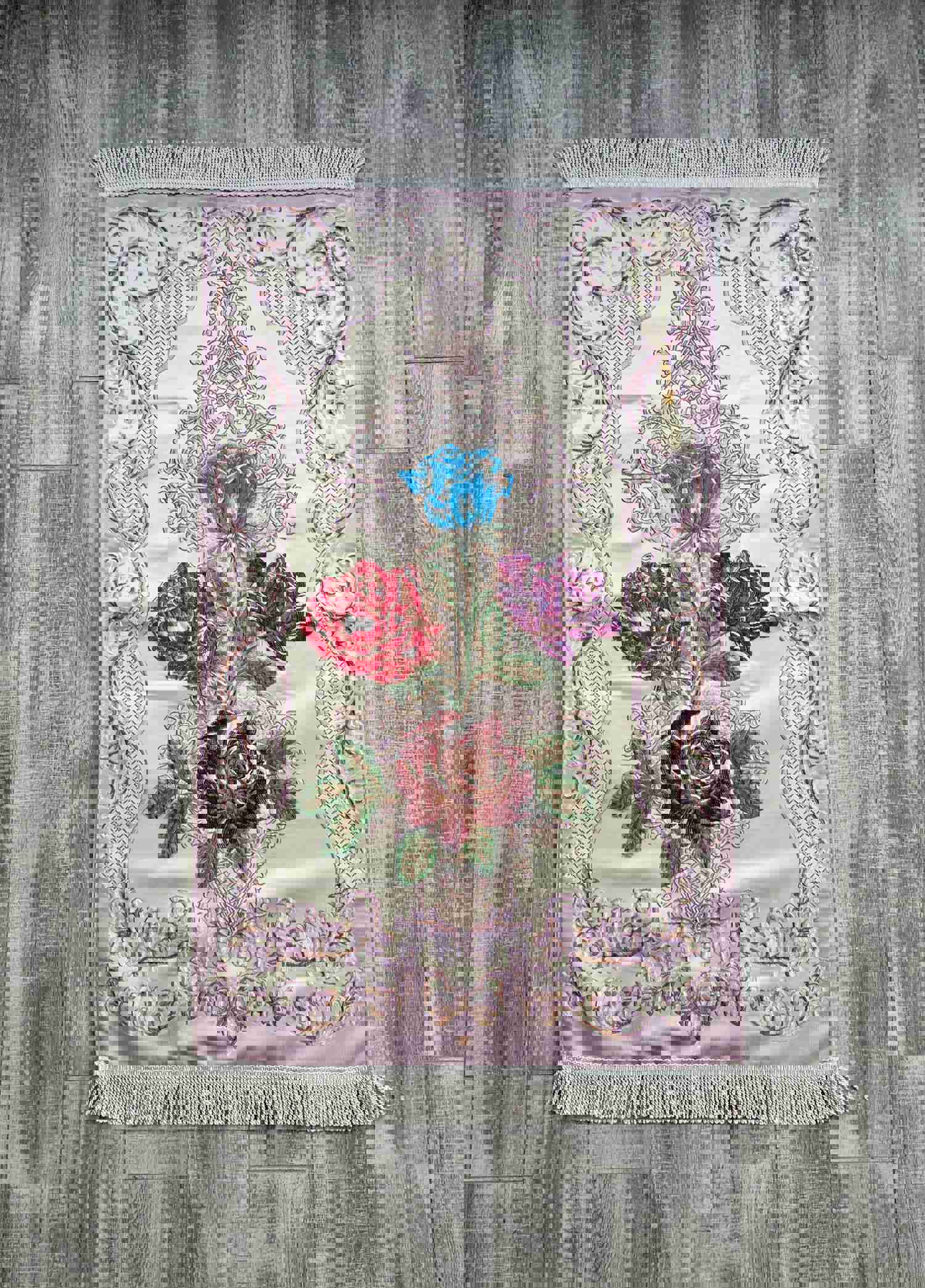 Bukhara Flowers Prayer Mat - Premium Islamic Prayer Rug with Tasbih, Wedding Gift, Sajjada, Janamaz