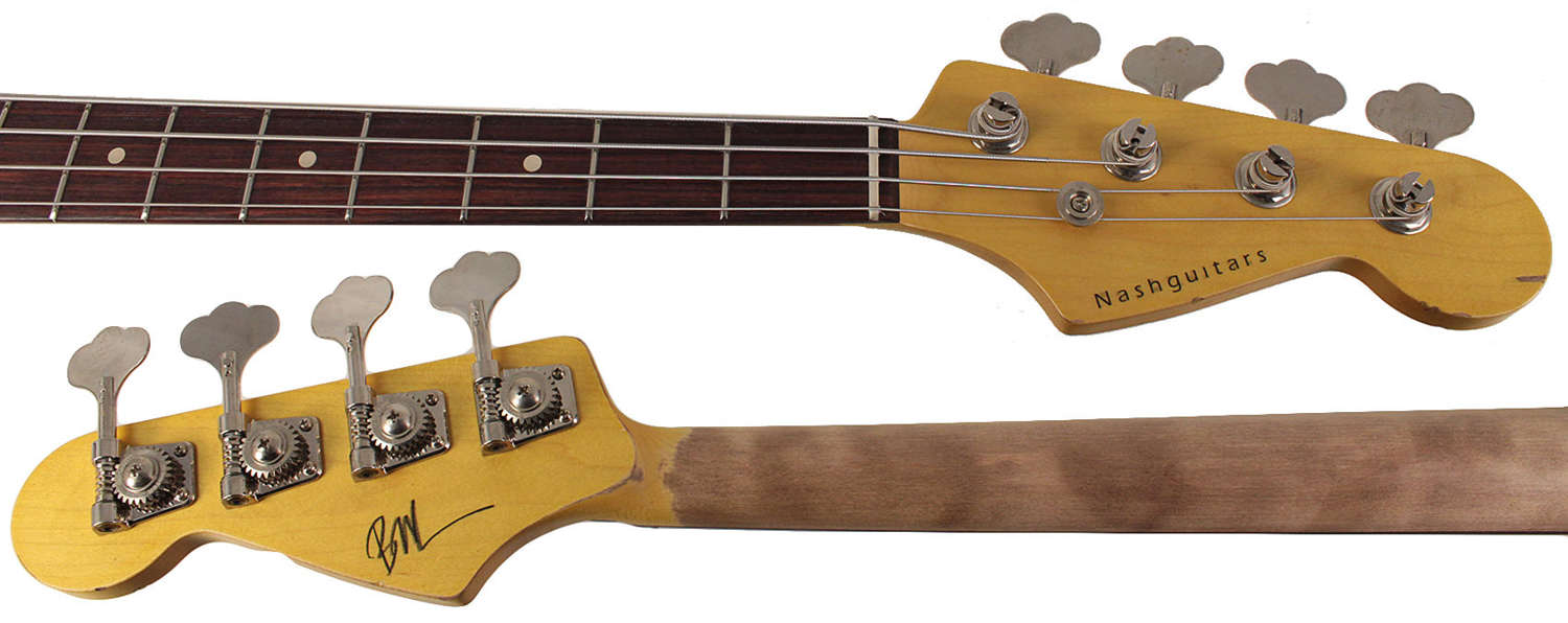 Nash JB-63 Bass Guitar, Olympic White, Light Aging