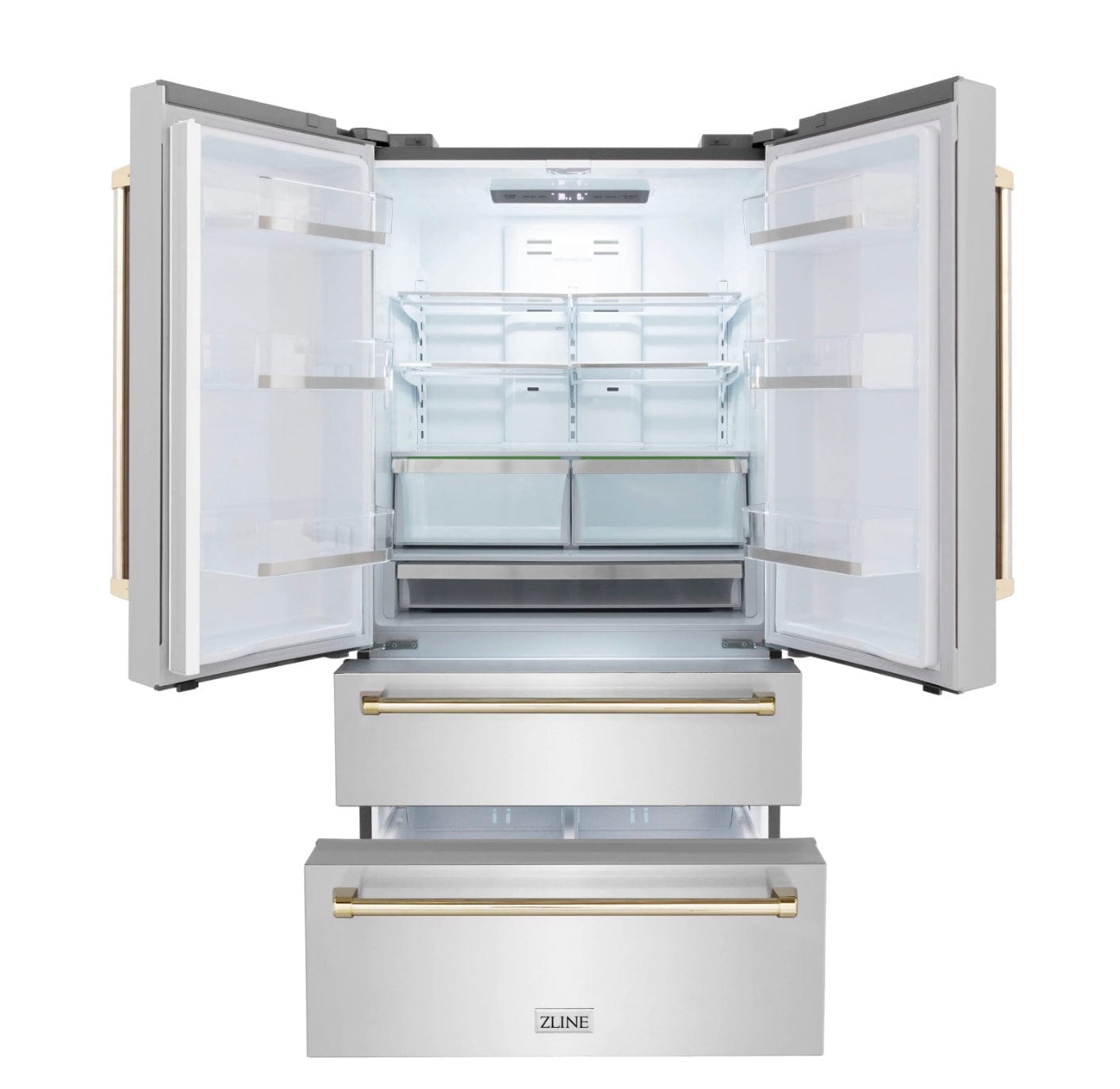ZLINE 36 Autograph Edition 22.5 cu. ft Freestanding French Door Refrigerator with Ice Maker in Fingerprint Resistant Stainless Steel (RFMZ-36)