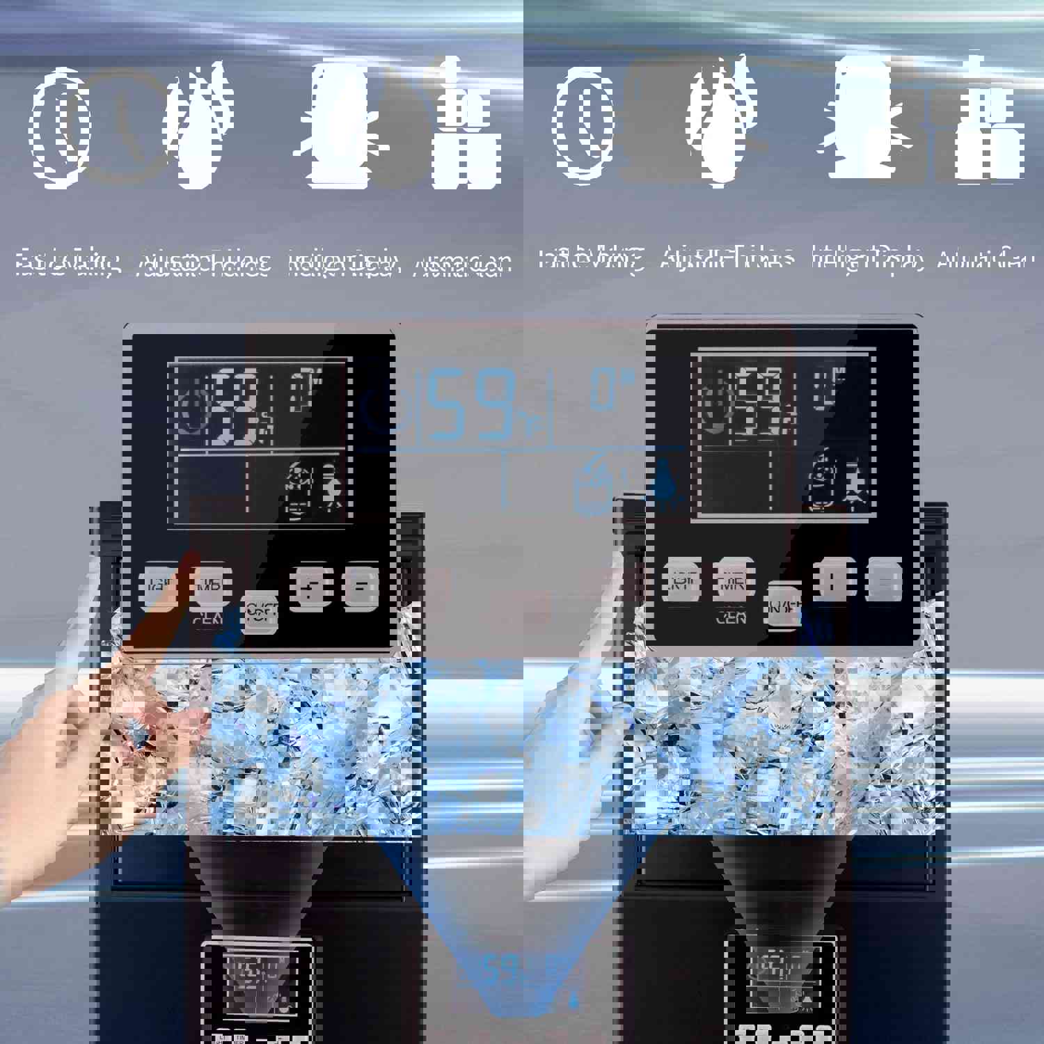 Freestanding Commercial Ice Maker Machine 66LBS/24H with Auto-Clean and Built-in Water Inlet