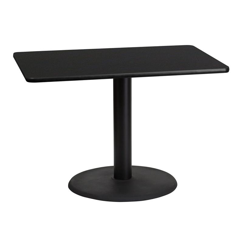 Flash Furniture 30 x 42 Rectangular Black Laminate Table Top with 24 Round Table Height Base