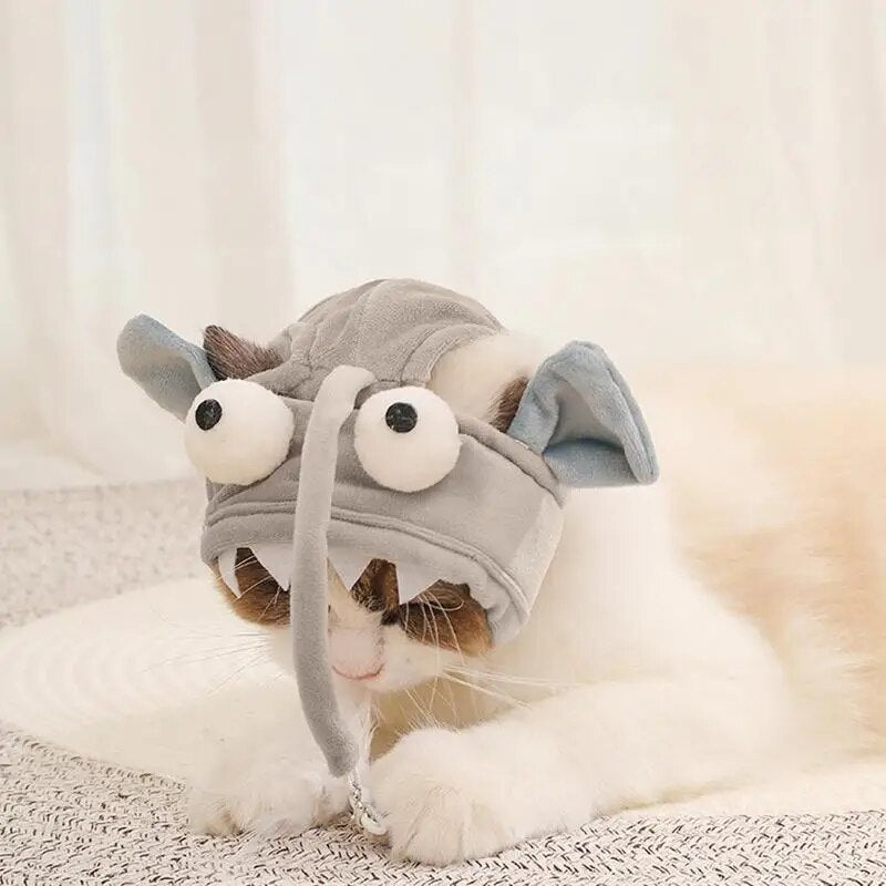 Cat Interactive Fishing Head Mounted Hat Toy with Feathers Bait for Kittens