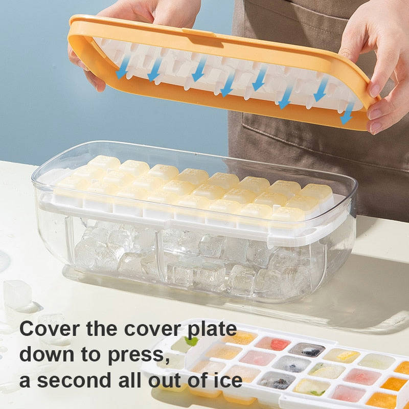 Double Layer Lazy Ice Maker Storage Box - Food Grade Silicone, Easy Ice Release