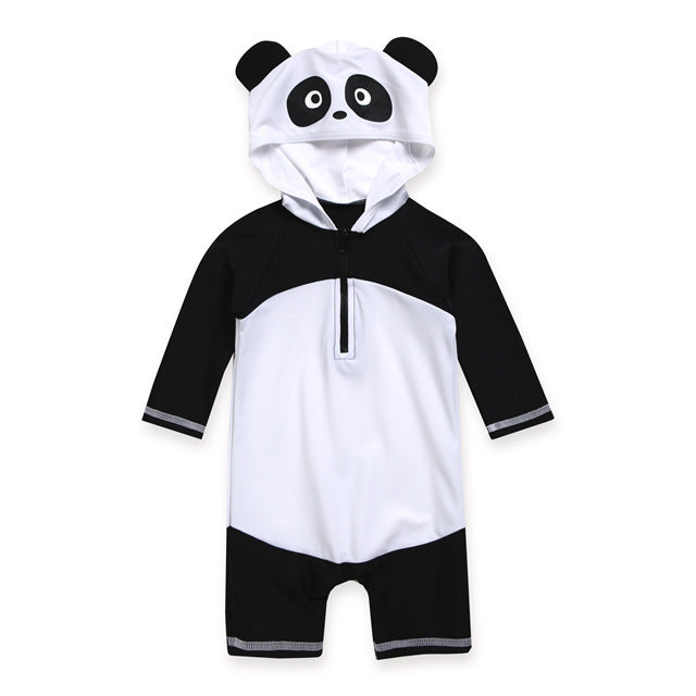 Baby Panda Hoodie Baby 3/4 Sleeve Swimsuit with UPF 50+ UV Protection