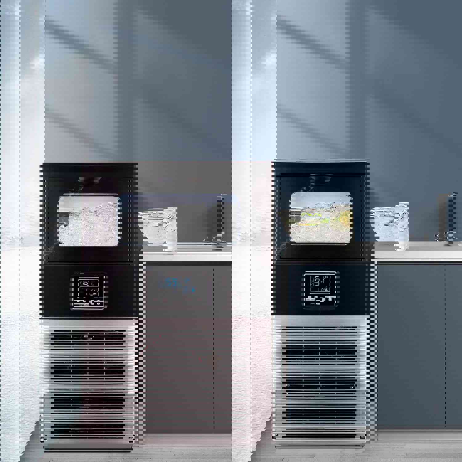 Freestanding Commercial Ice Maker Machine 66LBS/24H with Auto-Clean and Built-in Water Inlet