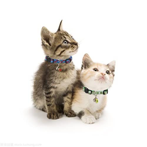 SuperBuddy Cat Collars Breakaway with Bell - 4 Pack Adjustable Safety Collars for Cats