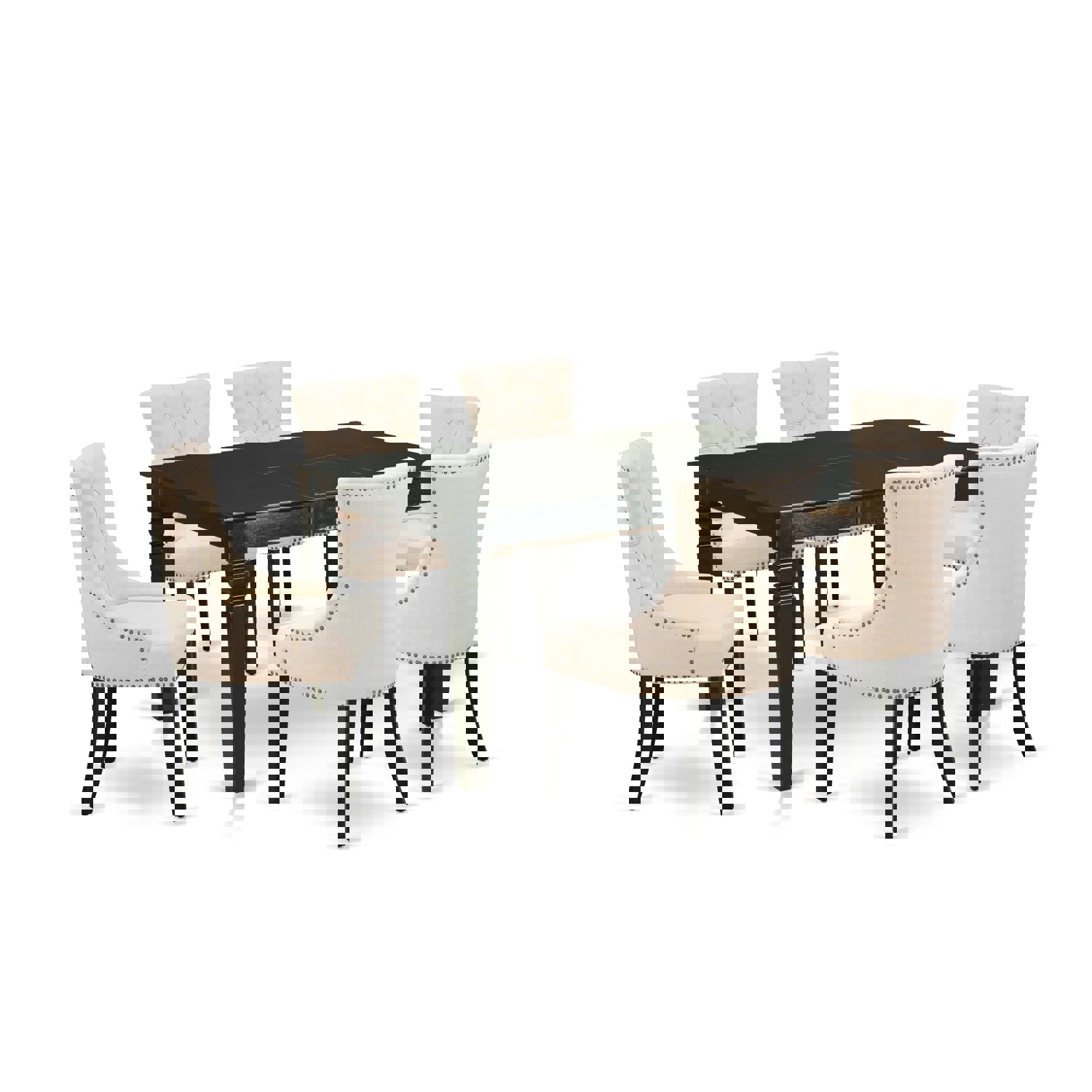 East West Furniture WEFR7-BLK-02 7 Piece Dinette Set with Extendable Table and 6 Upholstered Chairs