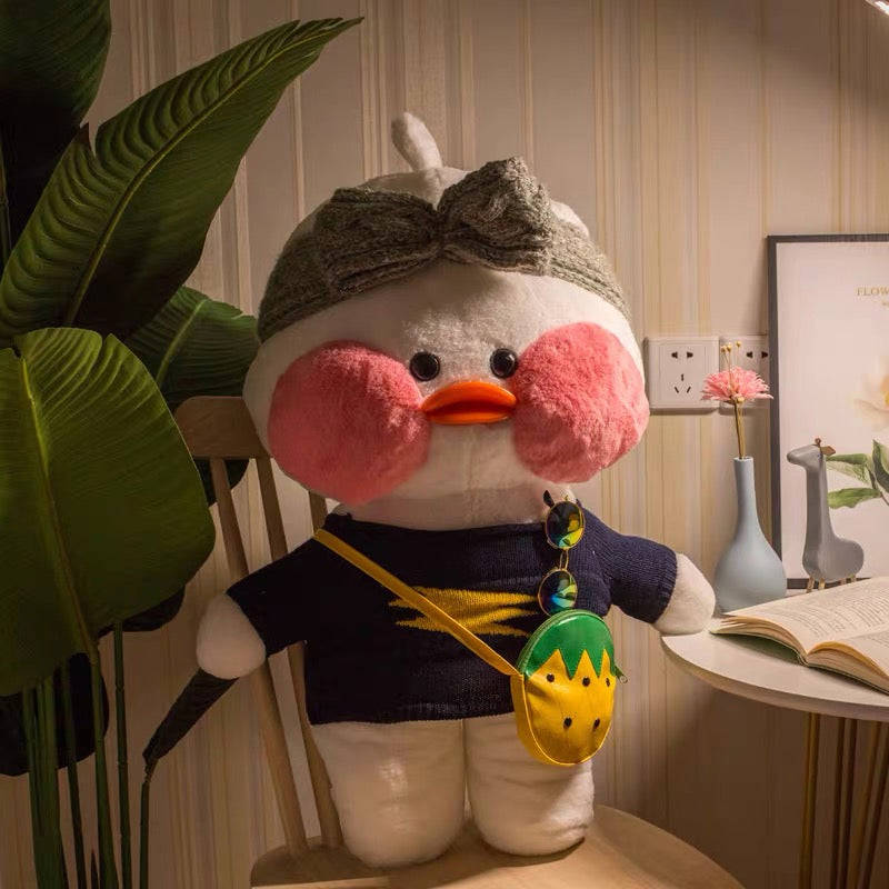 80cm Kawaii LaLafanfan Cafe Duck Plush Toy - Soft & Cuddly Birthday Gift for Kids