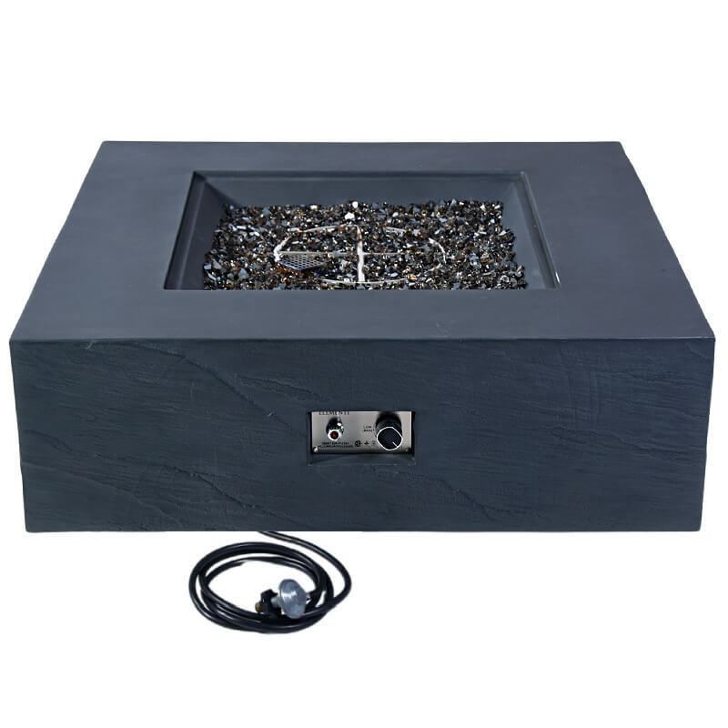 Elementi Plus Roraima Slate Black Square Concrete Fire Pit Table - OFG411SL