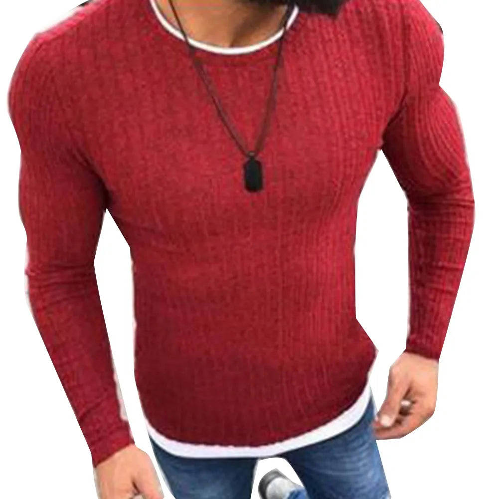 Nukty Fashion Men's Color Block Patchwork Knitted Sweater