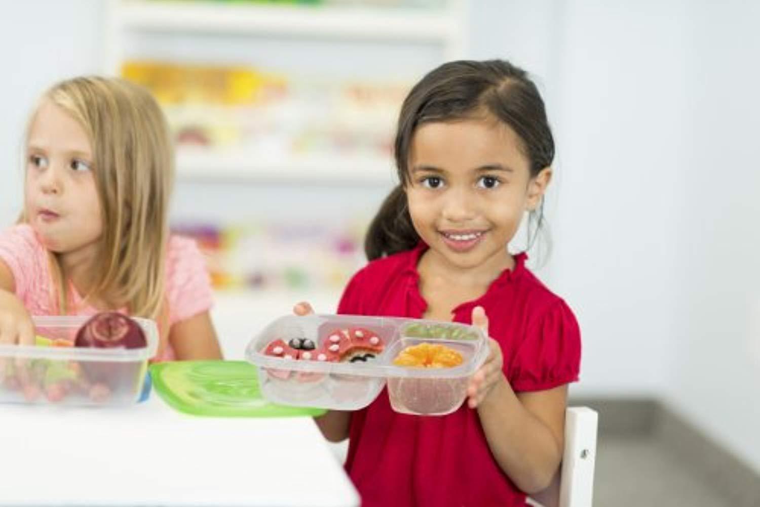 Sun & Sprouts 3 Compartment Containers - Reusable Bento Lunch Box & Divided Food Storage (4 Pack)