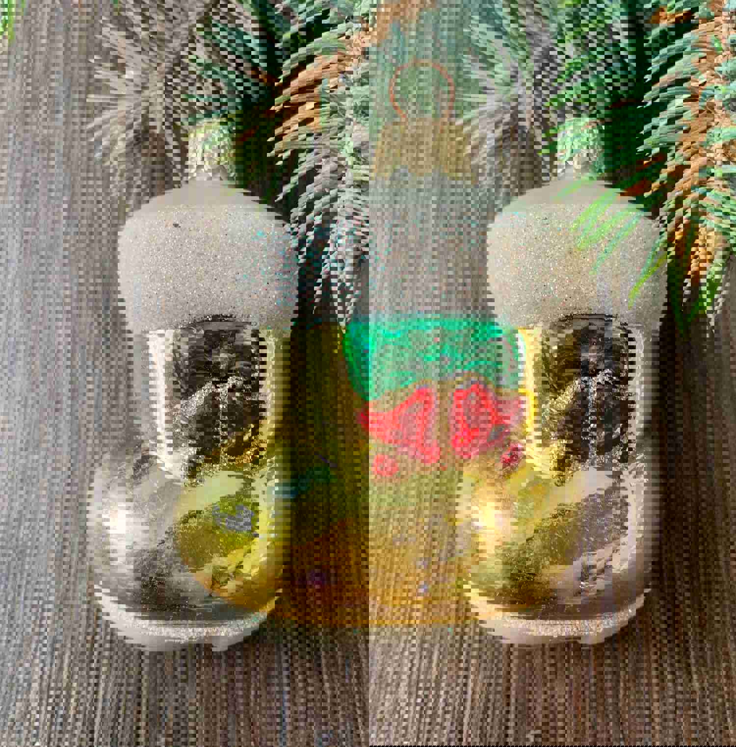 Vintage 1980s Christmas Boot Glass Ornament - Retro Christmas Tree Decoration