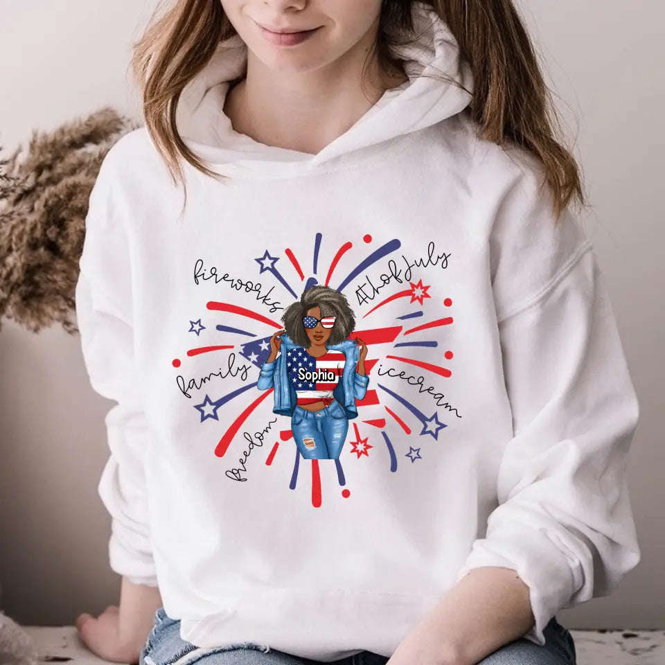 July Birthday Shirt - Custom Birthday T-Shirt for Women, Queens Born in July, Independence Day Gift