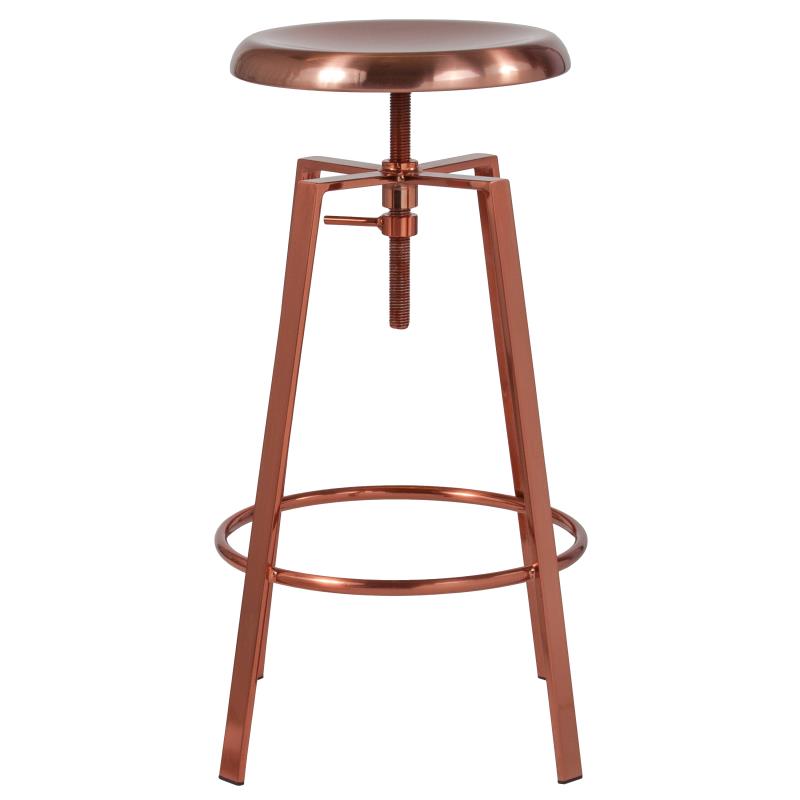CH-181070-26S Flash Furniture Toledo Industrial Style Barstool With Swivel Lift Adjustable Height Seat In Rose Gold Finish