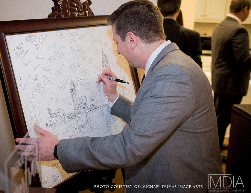 Greenville Skyline Wedding Guest Book - Hand-Drawn Alternative Guest Book for Weddings