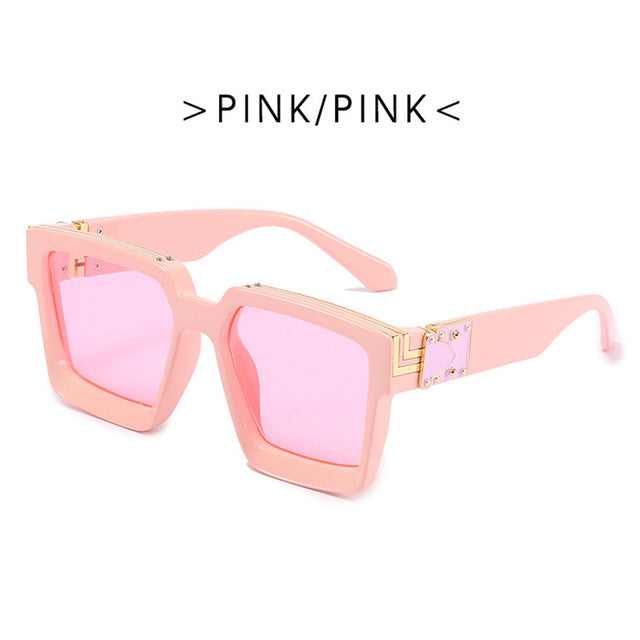 Fashion Trend Big Frame Sunglasses for Women - Green Marble Print UV400 Protection