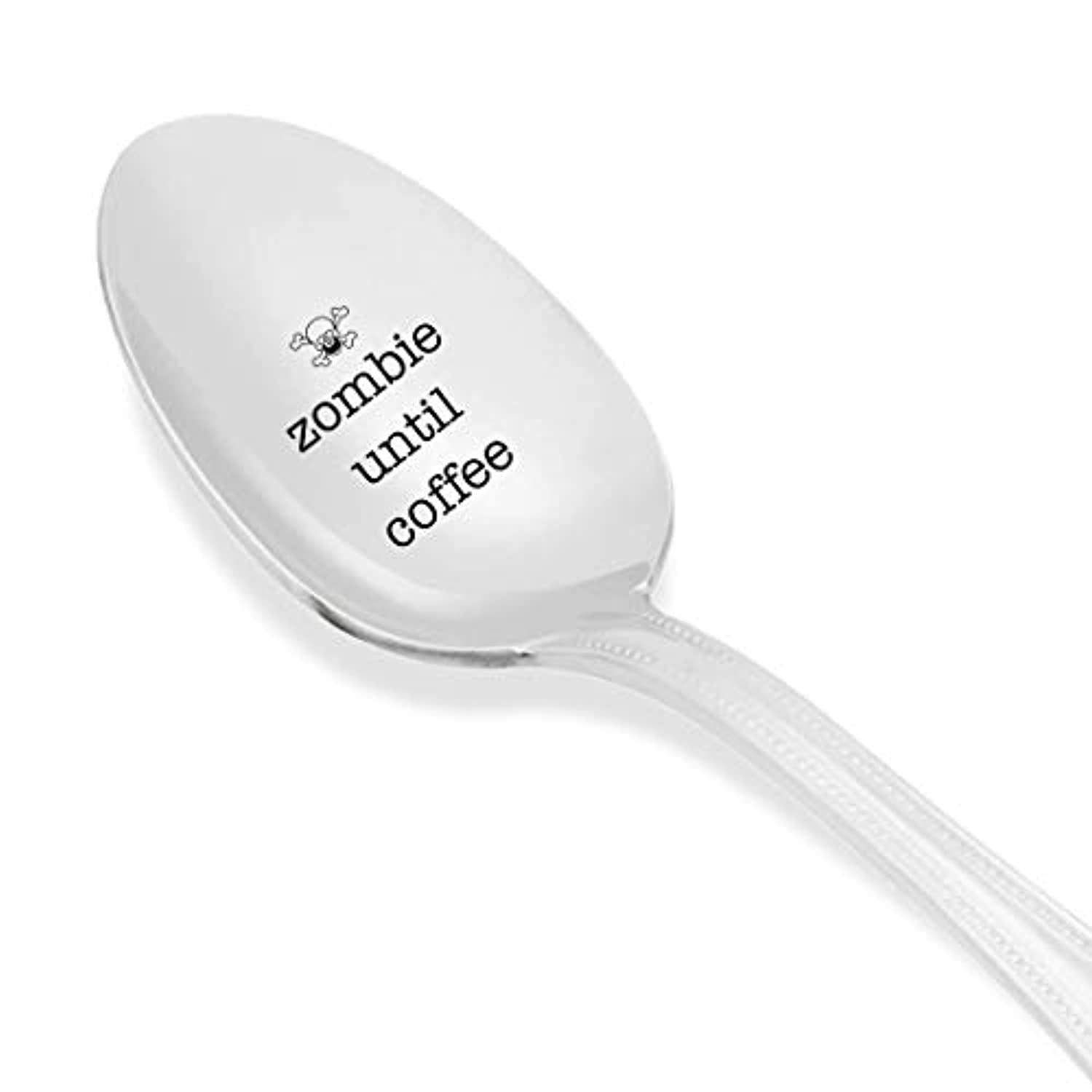 Zombie Until Coffee Engraved Stainless Steel Espresso Spoon - Perfect Gift for Coffee Lovers