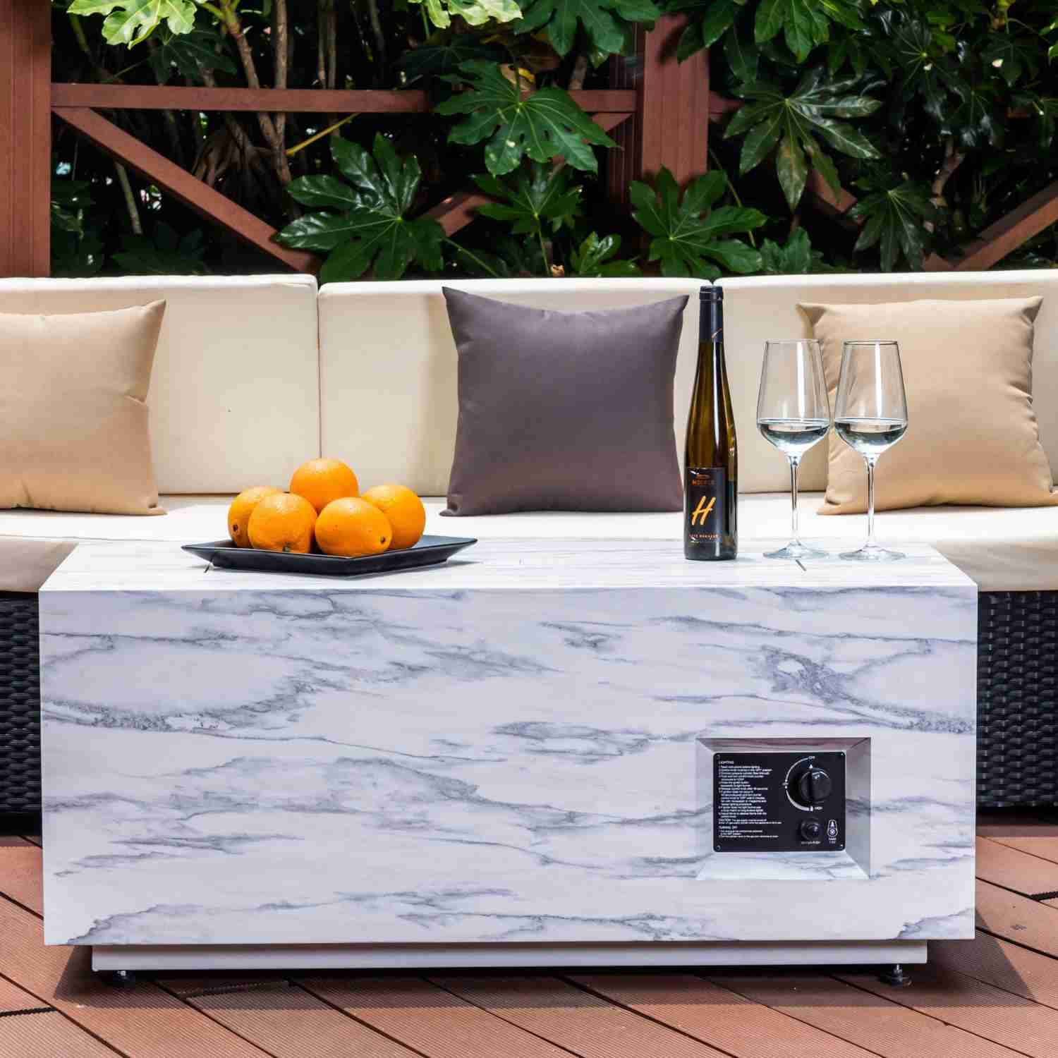 Outdoor 42 Rectangle Propane Fire Pit Table