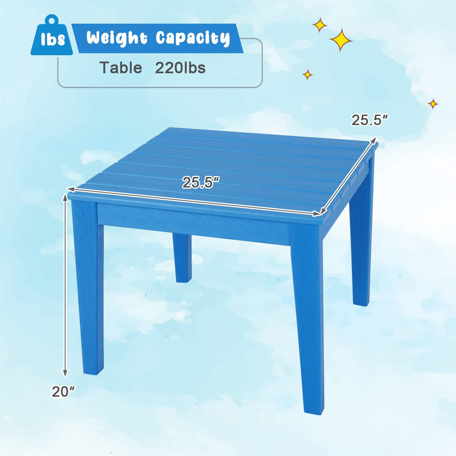 Costzon Kids Table, 25.5 x 25.5 Square Activity Play Table, Indoor & Outdoor, Toddler Table