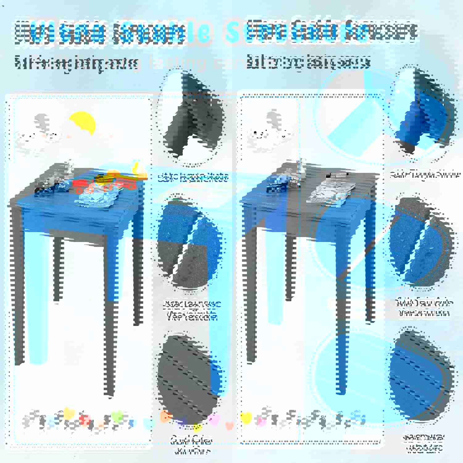 Costzon Kids Table, 25.5 x 25.5 Square Activity Play Table, Indoor & Outdoor, Toddler Table