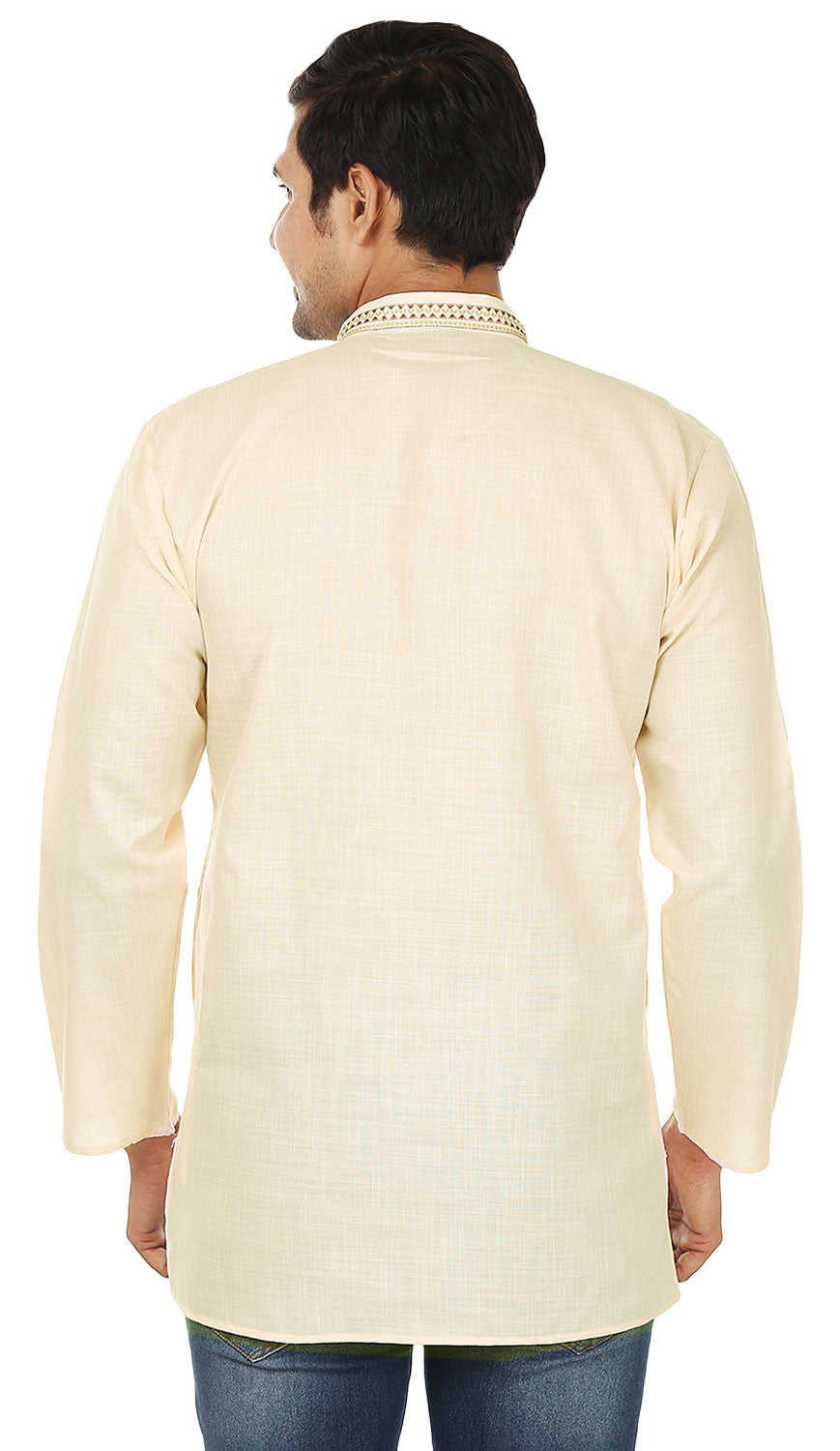 Men's Cotton Short Kurta Shirt - Cream (Indian Clothing)