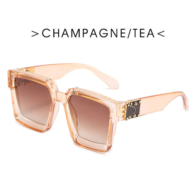 Fashion Trend Big Frame Sunglasses for Women - Green Marble Print UV400 Protection