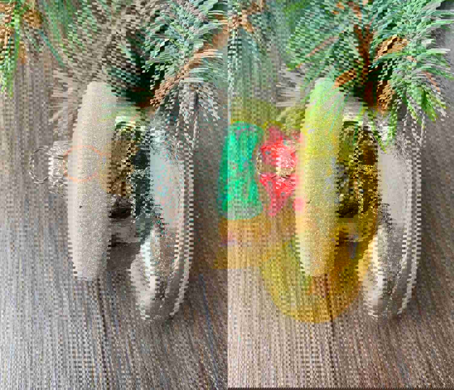 Vintage 1980s Christmas Boot Glass Ornament - Retro Christmas Tree Decoration