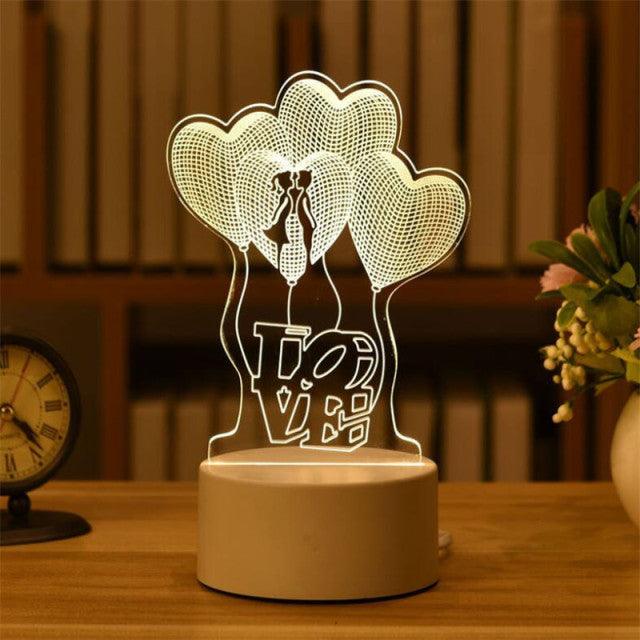 3D Love Lamp Acrylic Bear Rose LED Night Light for Valentine's Day, Christmas, and Party Decorations