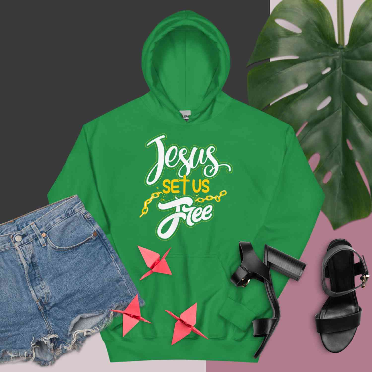 F&H Christian Jesus Set Us Free One-Sided Women's Hoodie